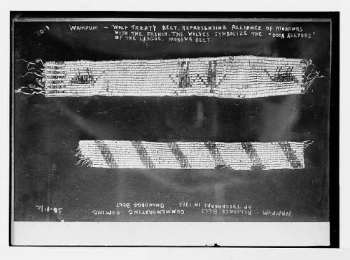 PovijesneFindings Foto: Wampum pojasevi: Vuk ugovor o ugovoru, Mohawks, francuski, vukovi 2 savezni pojas Tuscaroras