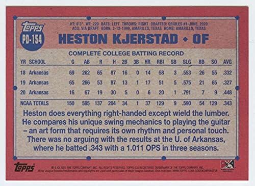 2021 Topps Pro Debi PD-154 Heston Kjestad GCL Orioles RC Rookie Baseball Trading Card