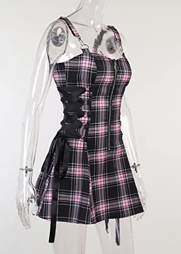 Seksi ljetna Mini haljina visokog struka s otvorenim leđima u trgovačkom centru Goth Grunge Punk Crna emo seksi večernja haljina s