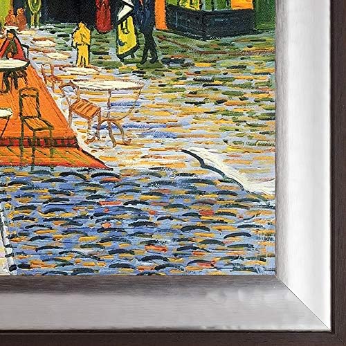 ; Ručno oslikano ulje na platnu terasa kafića noću Vincenta Van Gogha, uokvireno, 29,25 25,25, višebojno