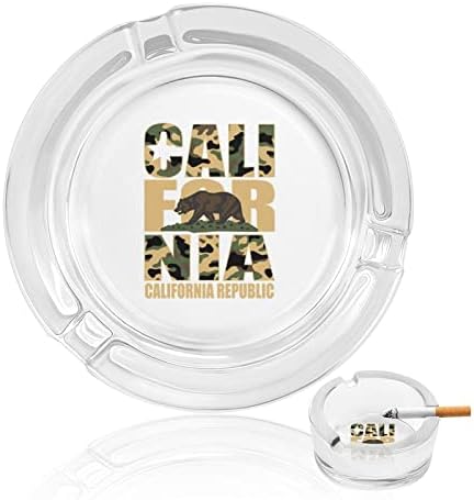 Kamuflaža kalifornijska repubična staklena pepeljara za cigarete okrugle ladice za pepeo za kućni ured i restorane