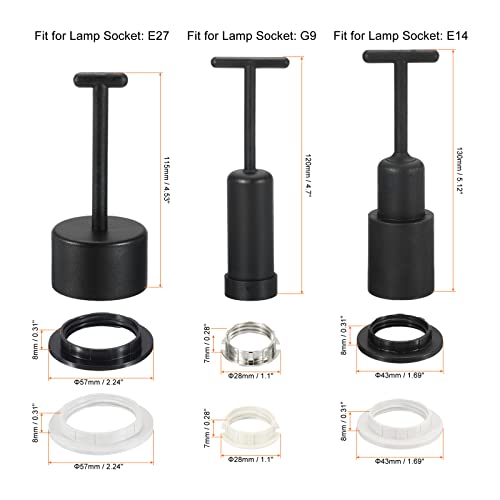 MECCANIXITY G9/E14/E27 Svjetlosni prstenovi Metalna svjetiljka držač nosača Zamjena prstena s alatom za uklanjanje Black White 1 Set