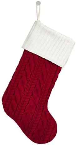 Fennco Styles Kabel pleteni klasični prugasti dizajn blagdanska božićna čarapa - 8,5 x19 - 3 stila