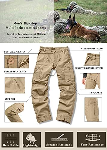 Muške taktičke hlače ， Ripstop Army Cargo Radne hlače Lagane EDC na otvorenom planinarskim hlačama s džepovima