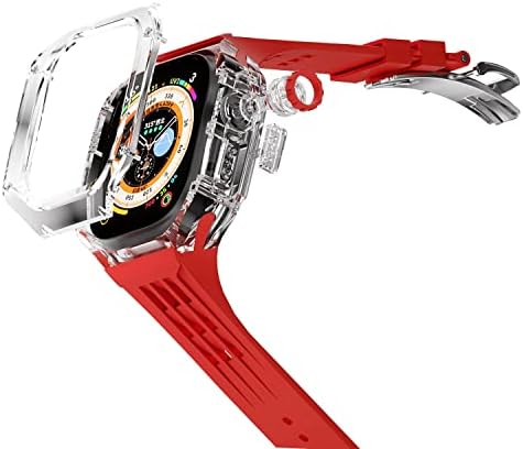 KAVJU Fluororubber Modifikacijski komplet za Apple Watch Ultra 49 mm ledenjački luksuzni prozirni slučaj za IWatch Series Ultra 49