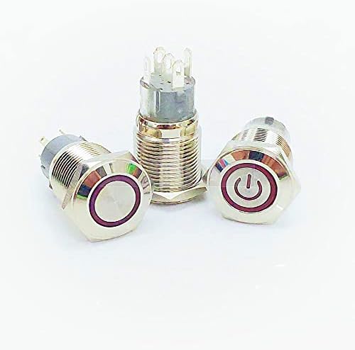 19 mm metalni pritisak gumb za zaključavanje momentalnog vodootpornog prekidača LED Svjetlo simbol ravna glava plava zelena žuta bijela