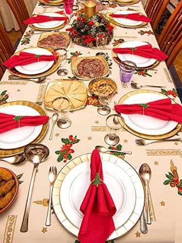 Prstenovi za božićne salvete- set od 6 Xmas Tree s crvenim bobicama, držač salvera za božićne blagdanske zabave večera za vjenčanje