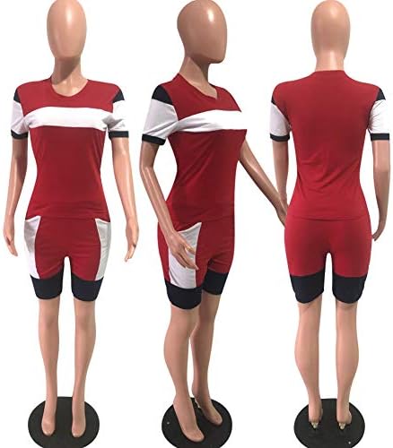 Žene u boji Blok 2 komada Sportske odjeće košulje kratke hlače JOGGER SPORTSKE Odjeća Activewear