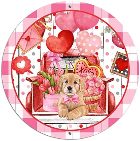 Okrugli metal Valentinovo natpisnici vijenaca Husky kućni ljubimci Ljubitelji Srce Baloon Wood Zrn limen natpis Retro ploča retro ploča