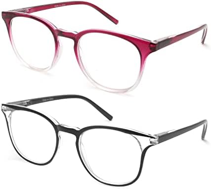 Areyeth 2 parova retro okrugle naočale za čitanje za žene, čitatelje blokiranja plave svjetlosti, modne naočale protiv očiju protiv