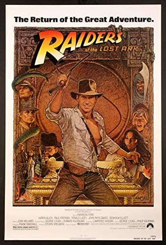 Raiders of the Lost Ark Spielberg Harrison Ford Amsel Art R-1982 Originalni jedan list 27x41 filmski plakat NM valjani
