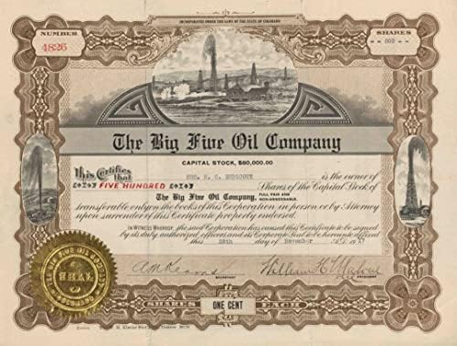 Big Five Oil Co. - Potvrda o zalihama nafte u Coloradu