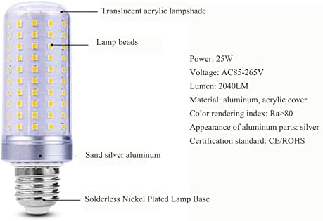 5 4 seta LED žarulja od 25 vata ekvivalent 200 vata Dnevna bijela 6000 K LED žarulja od 926 2040 lumena za kućnu rasvjetu, baza od