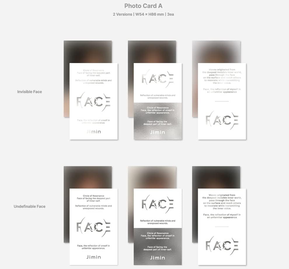 Jimin Bangtan Boys - Face 1. solo album PhotoBook+Photocard+Razglednica