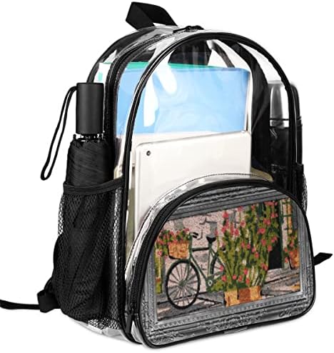 Vrtni bicikl prozirni ruksak udobne Podesive naramenice PVC vintage bicikl prozirna torba za knjige prostrani mrežasti bočni džep pogodan