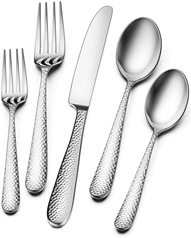 Set srebrnog posuđa s utiskivanjem, pribor za jelo od nehrđajućeg čelika za 20 komada, ručka u obliku dijamanta, set pribora za jelo