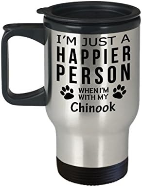Ljubitelj pasa putnička kava šalica - sretnija osoba s Chinook -petom vlasnikom za spašavanje poklona