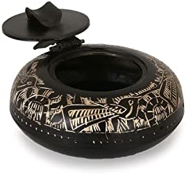 Zap Impex ručno izrađeni mesingani pepeljara s poklopcem crne boje Meenakari Rad na njemu metalni pepeljarski zglobni poklopac poklon
