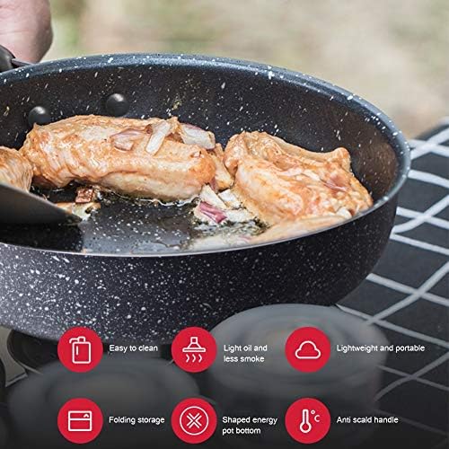 Prijenosna okrugla neljepljiva tava za kampiranje na otvorenom pribor za piknik pribor za jelo sa sklopivom ručkom