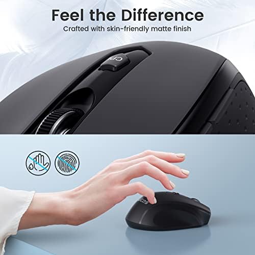 Bežični miš JILCAS, ergonomski računalni miš 2,4 G s USB-prijemnik, 5 podesivih razina DPI, Mobilni USB miš 2400 dpi za prijenosno
