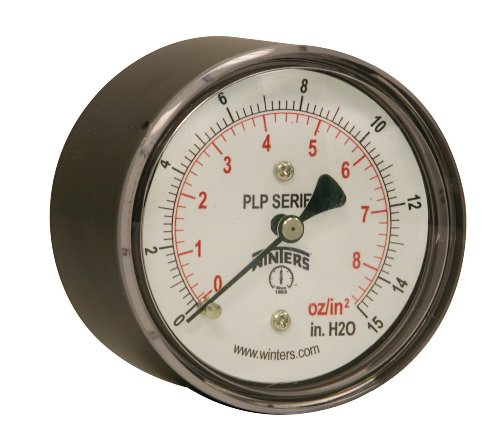 Zime PLP serija čelični mjerač niskog tlaka s unutrašnjošću od nehrđajućeg čelika, 0-100 Vodeni vakuum, 4 zaslon za biranje, +/- 1,6%