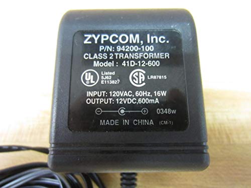 ZYPCOM 94200-100 napajanje, klasa 2 Trasnformer, ulaz: 120 VAC / 60Hz, ukinuti proizvođač, izlaz: 12 VDC / 600 Ma