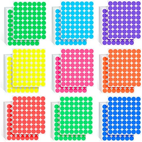 Gillraj 2520pcs naljepnice za kodiranje u boji točkice prazna 3/4 Veličina u 9 svijetlih boja koristi za zadatke u učionici u uredskoj