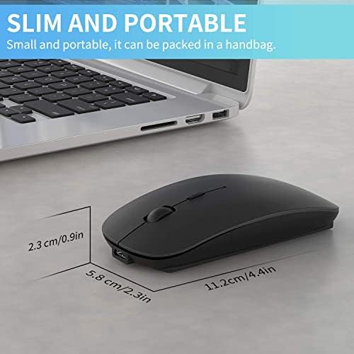 Bežični miš QIJIAYI, tanka punjiva bežični tiha miš, prijenosne bežične računalne USB miša 2,4 G s USB-prijemnik i adapter Type C za