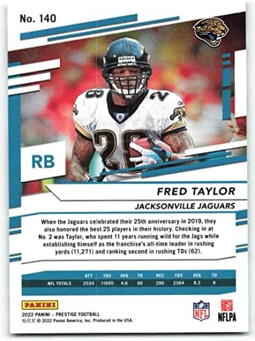 2022. PANINI PRESTIGE 140 Fred Taylor Jacksonville Jaguars NFL nogometna trgovačka karta