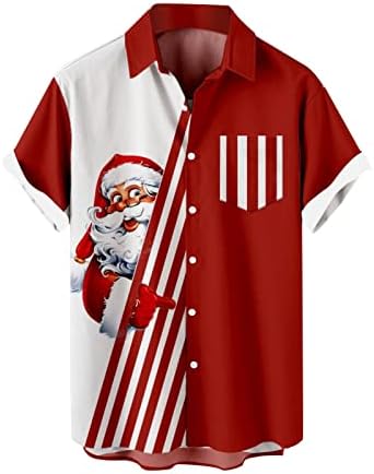 ZDDO božićna košulja za muškarce Havajski opušteni gumb kratkih rukava dolje košulje Santa Claus jezgara na tisak zabave vrhovi