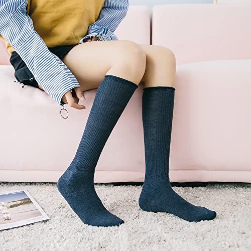 LXXSH ženske čarape Kratka cijev i četiri sezone dužine koljena Čvrsta boja uvijena moda s udobnim casual sportskim pamukom