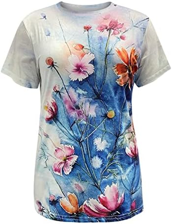 Ženske ljetne vrhove ženske grafičke majice Predimenzionirane majice casual cvjetne košulje vintage lagane brze suhe žene