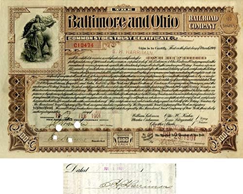 Željeznicu Baltimore i Ohio izdao je i potpisao E. H. Harriman