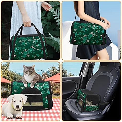 Nosiljka za kućne ljubimce Zelena Retro uzorak Crvene zvijezde mali pas mačka štenci mekana prijenosna putna torba