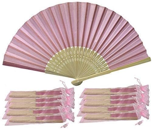 Obožavatelji.fans shf09 lavanda ružičasta mekana ružičasta pakiranja od 10 veleprodajnih svilenih tkanina za ručni ventilator bambusova