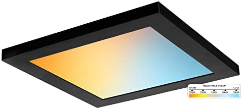 NUWATT 1x1 ft crna 12 -inčna ploča LED površine ugrađena u unutarnji vozač, 18W, 5 CCT 2700K | 3000K | 3500K | 4000K | 5000K odabir,