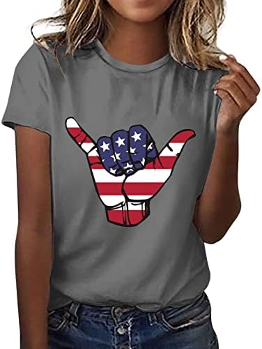 Ženska majica majica za Dan neovisnosti ženske grafičke majice za žene okrugli vrat Kratki labavi ženski sportski