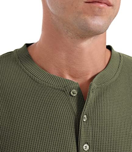 Qualfort muški Henley košulja dugih rukava pamuk lagana Henley majica