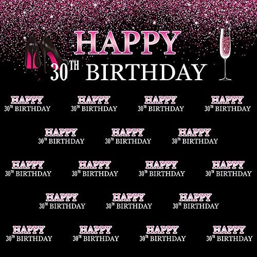 Mehofoto fotografija pozadina Sjaj ružičaste crne visoke potpetice žena šampanjac 30. na transparentama sretnog rođendana pozadine