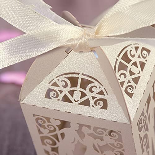 Dizajn parova vjenčani slatkiši s izrezanim papirom poklon kutije za slatkiše s ukrasima od vrpce za stol