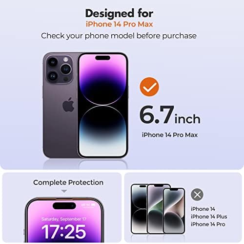 Neraskidivi zaštitnik zaslona s 3 paketa za iPhone 14 Pro Max, dvostruko staklo u kaljenom staklom [Easy Instalacijski okvir] [9H tvrdoća]