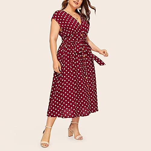 Ladies Graphic Plus haljine veličine size za plivanje dekolte od čipkastih haljina Bandage Polka Dot Summer Fall Dress Gumb 2023