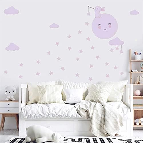 Zidne naljepnice za crtani zec slatka zečica mjesec zvijezda oblak zidna naljepnica za djevojčice spavaća soba Dječja soba dekor dječje