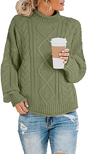 Dame debela linija Pola kornjača džemper Čvrsta boja moda casual pleteni džemper ženski kardigan