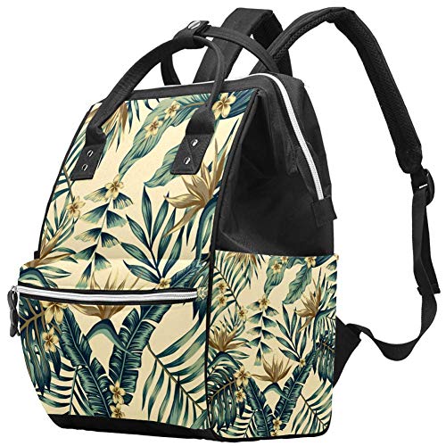 Tropski listovi i zlatni cvjetovi Palmi i ptica raja Plumeria pelene torbe torbe mumija ruksak veliki kapacitet za pelene vrećice za