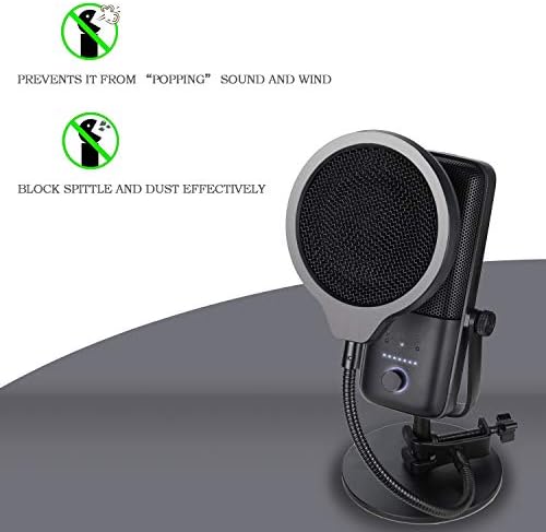 Vjetrobransko staklo mikrofona-4-inčni 3-slojni pop filter s fleksibilnom kopčom za guščji vrat na 360mt kompatibilan s ND: 3-inčni