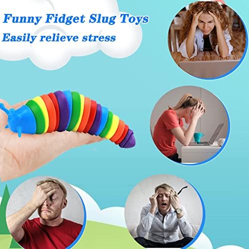 TUSCYVK FIDGET SLUG igračka, zglobna senzorna igračka igračka fleksibilna dekompresija puža za opuštanje, senzorne igračke za autistiku,