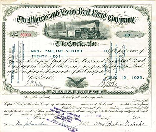 Morris i Esseks željeznički certifikat za zalihe