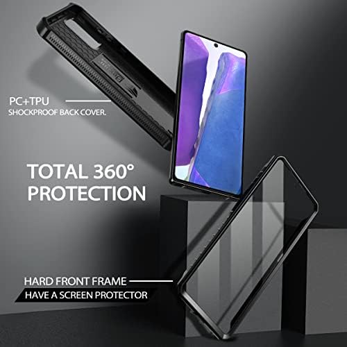 Dexnor za Samsung Galaxy Note 20 5G slučaj, [ugrađeni zaštitnik zaslona i kickstand] zaštitni zaštitni poklopac otporan na zaštitu