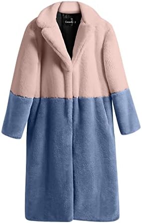 Foviguo kaputi za žene, zimski kardigan dugih rukava Moderna tunika Tonika toplo fit Fluffy Cardigan Colorblock